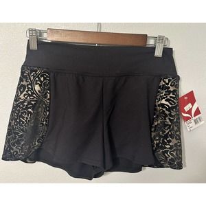 Capezio brief shorts womens size small black gold detail NWT Dance Gymnastics
